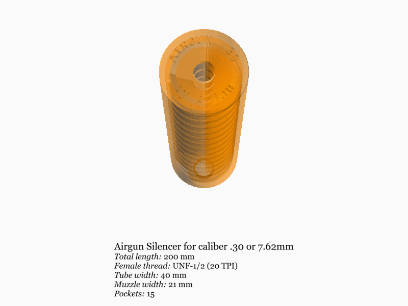 hava silahı susturucu orta if 1 2 İş Parçacığı 30 kalibre 762mm unf12 ağızlık raflar pcp kırıcı 3D print model - Mito3D