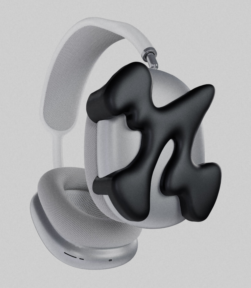 airpods max pièces jointes abstrait 001 mode art écouteurs oreille coussinets accessoires 3D print model - Mito3D