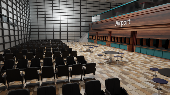flughafen abflüge salon innere warten stuhl sitzplätze ausbrechen platz flugzeug luftraum bereich jet passagier verkehrsflugzeug reise 3d print model - Mito3D