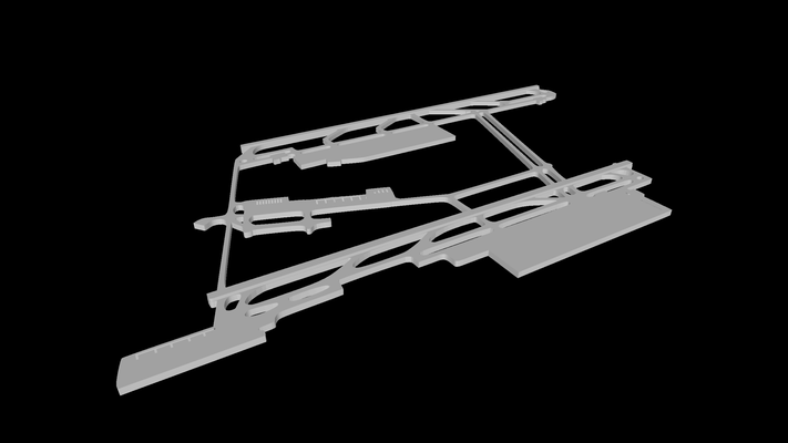 airport leipzig-halle lej layout architecture germany map 3d print model - Mito3D