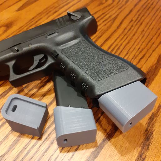airsoft glock extendido plato base competitivo recarga milsim disparo revista 3D print model - Mito3D