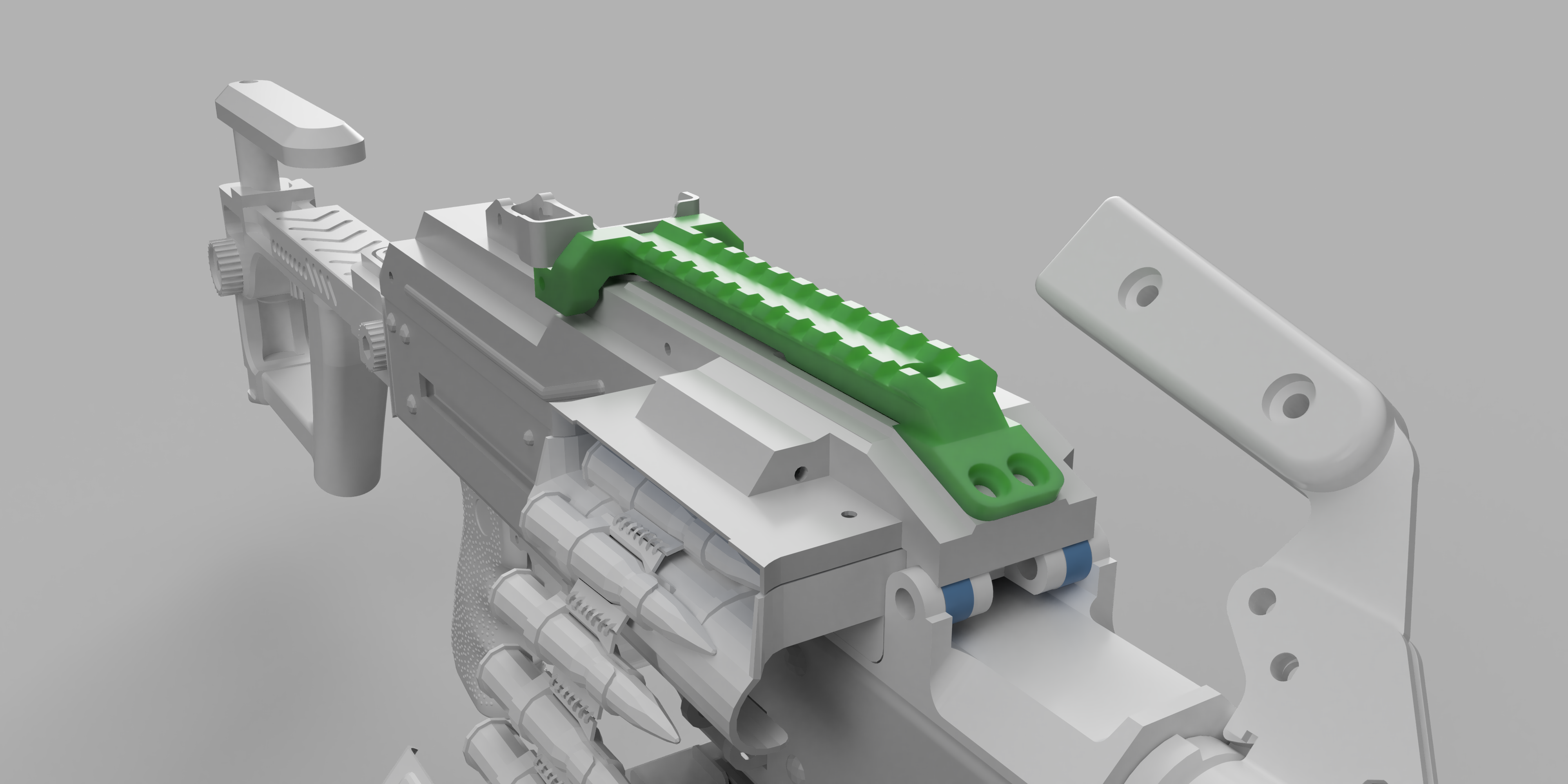 airsoft pkm ris adapter a&k pkp machine gun toy tactical mount 3D print model - Mito3D