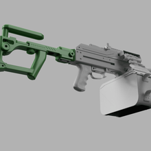 airsoft pkm tático estoque amp k pkp máquina arma fogo brinquedo dobrando 3d print model - Mito3D