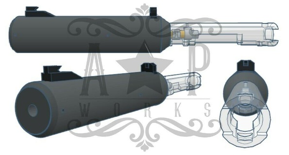 airsoft ruger mk1 2 integrated silencer barrel asg replica pistol kjw 3d print model - Mito3D