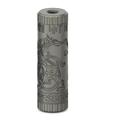 airsoft supressor viking inspired suppressor game strike ball embossed wolf wolves 3D print model - Mito3D