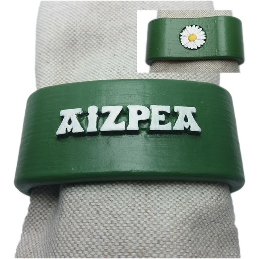 aizpea customised napkin box daisy ring rings personalized names customizable margarita 3D print model - Mito3D