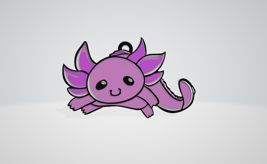 ajolote keychain salamander axolotl 3d print model - Mito3D