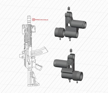 ak-105 front sight ak 105 ak-74 block ak105 gbb ghk gelblaster cyma lct airsoft thread kalashnikov attachement zenit iron 3d print model - Mito3D