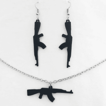 ak 47 rifle earrings necklace earring fashion pendant jewelry ak47 gun 3d print model - Mito3D