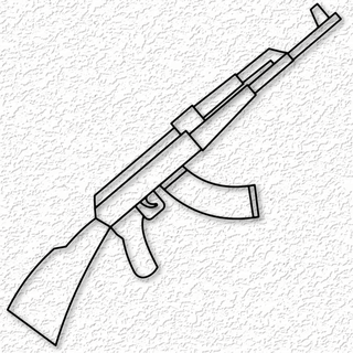 ak kalashnikov gun wall art rifle decor 2d revolver home ammo ak-47 pistol low poly pew shooty nut hand 3d print model - Mito3D
