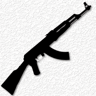 ak rifle arma fogo parede arte Kalashnikov decoração 2d 47 militares fuzileiros navais soldado casa munição espingarda Caçando pistola poli banco atirado noz mão 3d print model - Mito3D