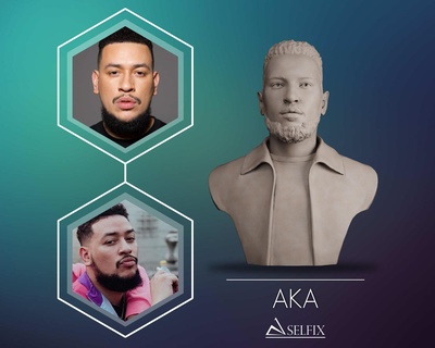 aka rapper 3d print model rap music rapper bust head face statue sculpture hip-hop southafrica  3d print model - Mito3D