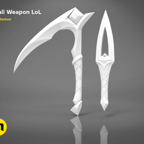 l'akali armi-3d modello di stampa art kunai cospaly leggende league lol accessori rouge assasins lega gioco coltello falce ninja lonia shadow 3D print model - Mito3D