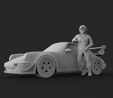 Akira nakai tarte Humain figure diorama personnage miniature Porsche 3d print model - Mito3D