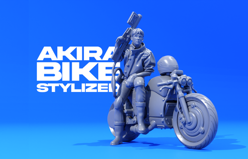 Akira stilize tekerlek bisiklet adam şekil siberpunk Neotokyo bilimkurgu gelecek 2077 Sanat Japonya gangster samuray minyatürler figürinler 3d print model - Mito3D