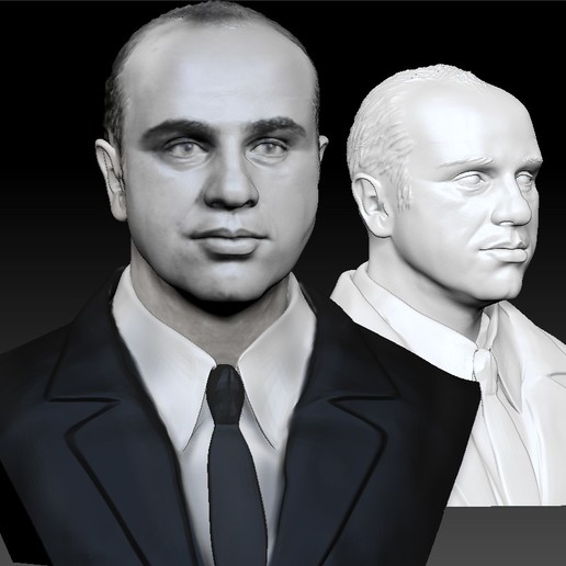 al capone modèle 3d buste art personnes caractère Impression tête le l'homme la prohibition whisky de bière bootlegger chicago des mafiosi mafia gangster 3D print model - Mito3D