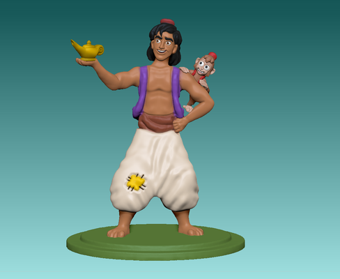 aladdin magie lampe abu singe art sultan jasmin dessin animé génie lago disney jafar prince of perse arabe meme mèmes schtroumpfs jerry 3d print model - Mito3D