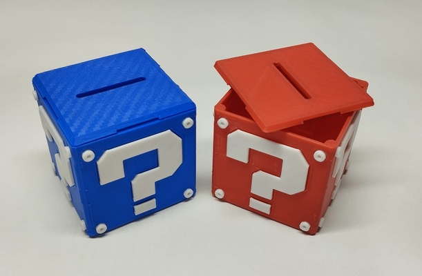 alcancia mario hermanos caja pregunta súper videojuegos monedas dinero artilugio 3d print model - Mito3D