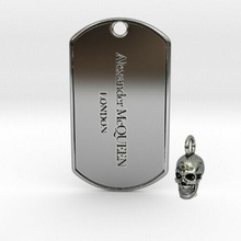 alexander mcqueen dog tag & skull keychain pendant charm 3d print model - Mito3D