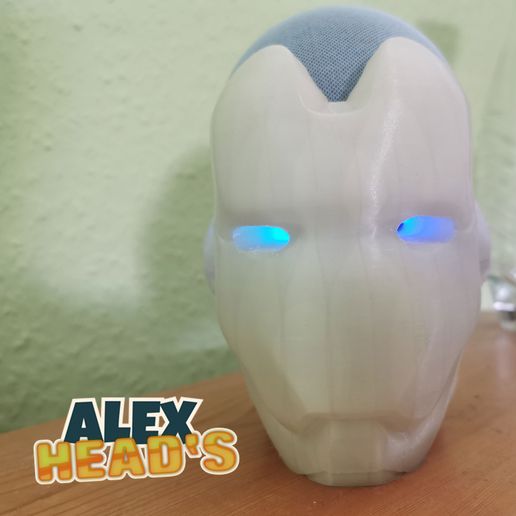 alexheads RoboThead 4gen eco alexa Amazonas ficar pé trabalhador malha cabeça brilho gadget suporte Halterung 3D print model - Mito3D