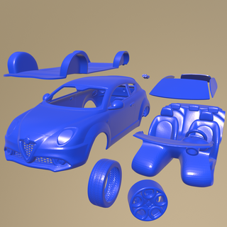 alfa Romeu Mito rápido 2016 imprimível carro separado partes corpo fenda 1 10 escalextrico Tamiya rc miniz rastejante Kyosho axial traxxas micro 3d print model - Mito3D