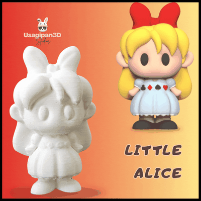 alice arte ragazza carina giusto racconto bambino storia scultura miniatura prescolare statua cartone animato giocattolo decorativo giocare divertimento 3d print model - Mito3D