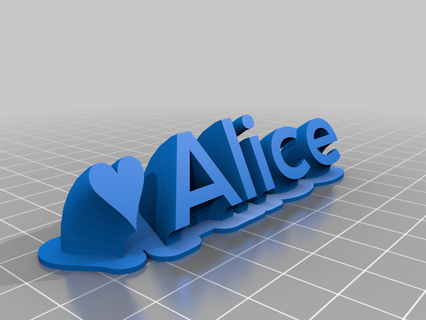 Alice personnalisé Bureau 3d print model - Mito3D