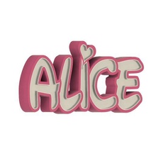 Alice nomeado conduziu luminária criança enfeite luz controle presente modular cola 3d print model - Mito3D