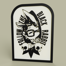 alice wonderland - folow black rabbit art follow fun funny lol white board 2d 3d print model - Mito3D