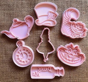 Alice país maravilhas biscoito cortador biscoitos alicia cortadores 3d print model - Mito3D