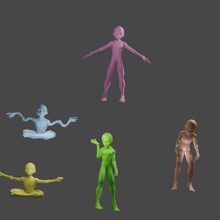alien 5 poses toy art ufo man anime doll basic sculpture figures 3d print model - Mito3D