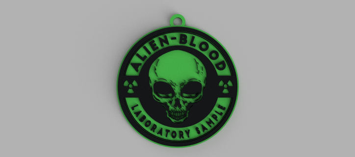 alieno sangue laboratorio campione logo portachiavi pendente orecchino gioielleria Halloween 3d print model - Mito3D
