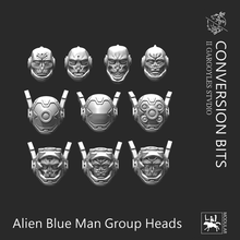 extraterrestre bleu Hommes groupe têtes 3d print model - Mito3D