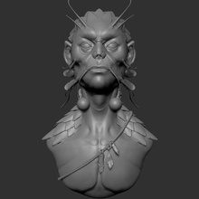 alien bust game warrior man figure 3d print model - Mito3D