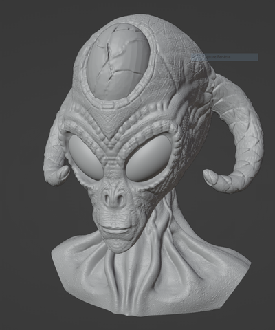 extraterrestre buste haute poly horreur fantastique 3d print model - Mito3D