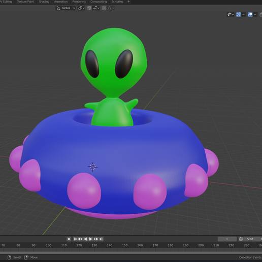 alien cute ufo blender stl ship 3D print model - Mito3D