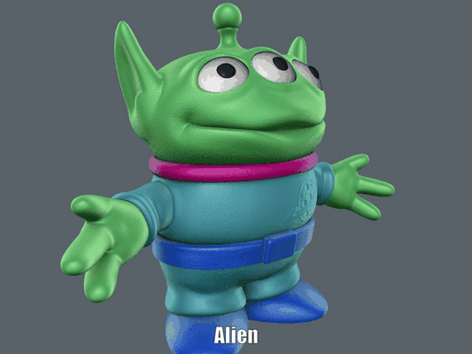 alieno facile stampa assemblaggio multicolore ronzio giocattolo storia divertente carina animazione cartone animato figura modello scultura supporto 3d print model - Mito3D