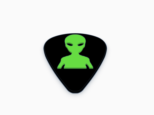 alien guitar pick bass electric acoustic instrument music rock classical pickcard band group collection card 3d print model - Mito3D