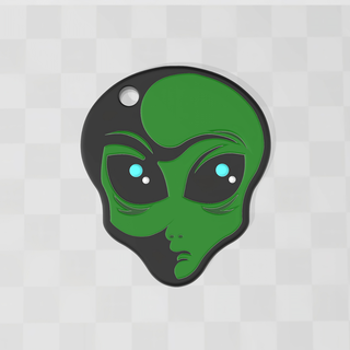 alien head keychain Art flying saucer ufo halo 3d print model - Mito3D