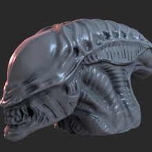 alien-Kopf Kunst 3d print model - Mito3D