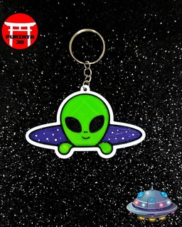 alien keychain ufo ufos aliens green galaxy 3d print model - Mito3D