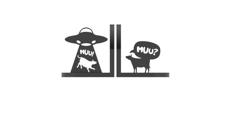 alieno rapimento fermalibri libri reggilibri fantasia animale accessorio decorazione mucca ufo 3d print model - Mito3D