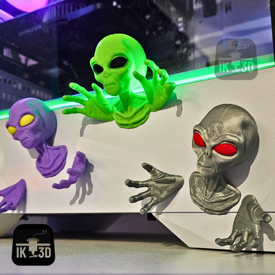 alien magnet multi-parts no supports home multicolor sci-fy extraterrestial ufo fridge et green multiparts 3d print model - Mito3D