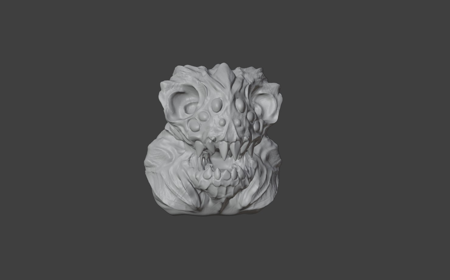 extraterrestre monstruo cabeza arte stl criatura colmillos miedo horror 3D print model - Mito3D