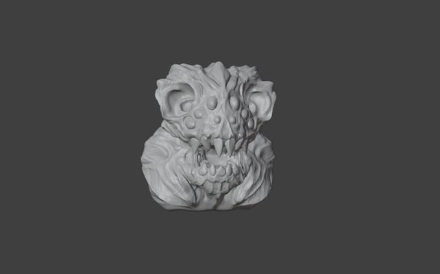 extraterrestre monstruo cabeza arte stl criatura colmillos miedo horror 3d print model - Mito3D