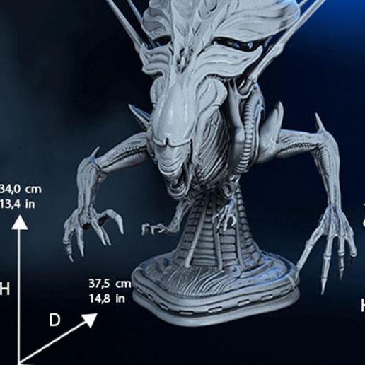 extraterrestre reine buste 3D print model - Mito3D