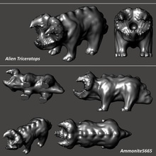 Außerirdischer Triceratops Tier Spielzeug Kunst Skulptur Leben Kreatur Monster niedlich Dinosaurier 3d print model - Mito3D