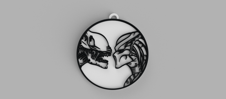 alien vs predator keychain - pendant earring 3d print model - Mito3D