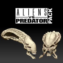 alien vs predator skull pack art cranio xenomorfo ufo 3d print model - Mito3D