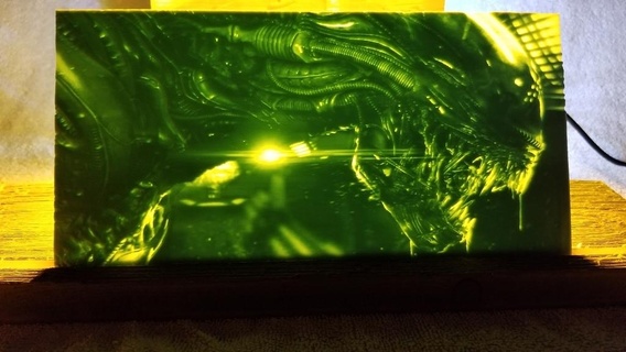 estrangeiro xenomorfo litofano alienígenas filme bamf pacto facehugger conduziu luz noturna Ripley 2d arte 3d print model - Mito3D